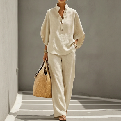 📢📢50% OFF !! ⏰Women's Stand-Up Collar Top & Wide-Leg Pants Set