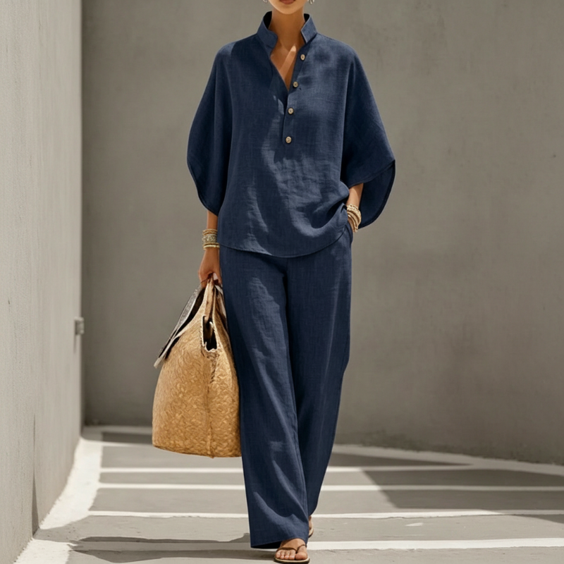 📢📢50% OFF !! ⏰Women's Stand-Up Collar Top & Wide-Leg Pants Set