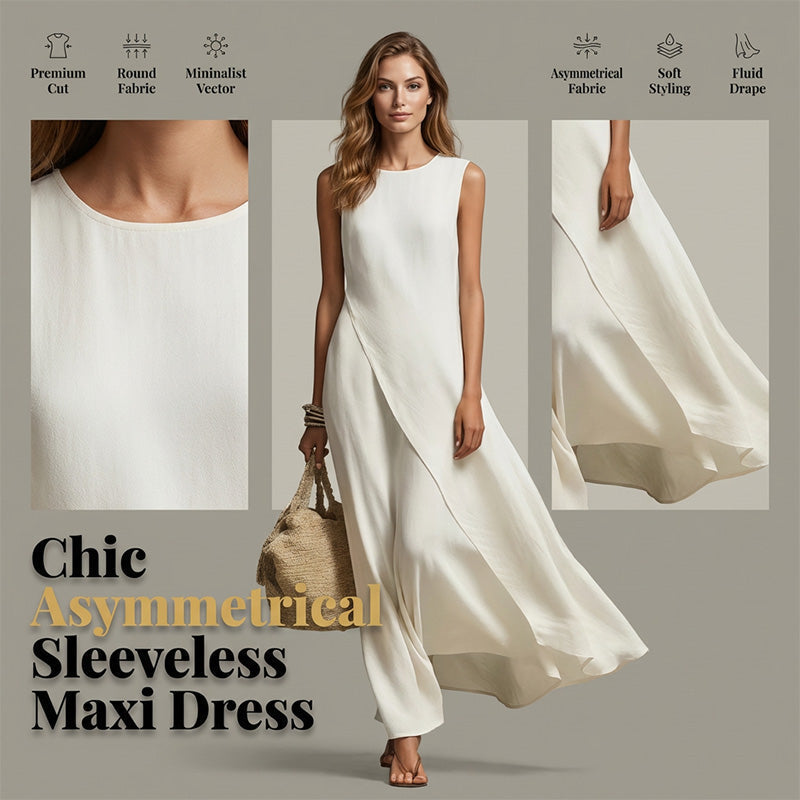 Chic Asymmetrical Sleeveless Maxi Dress