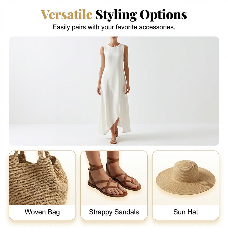 Chic Asymmetrical Sleeveless Maxi Dress