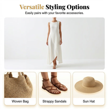 Chic Asymmetrical Sleeveless Maxi Dress
