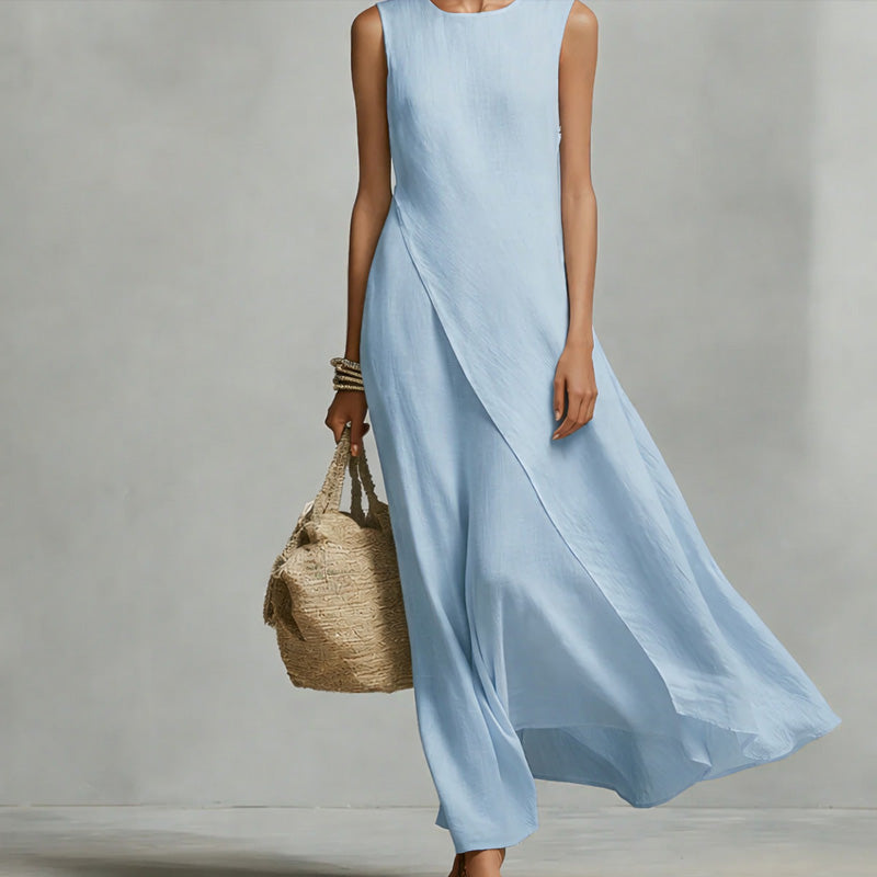 Chic Asymmetrical Sleeveless Maxi Dress
