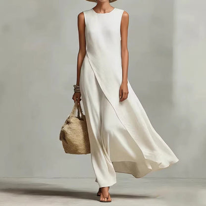 Chic Asymmetrical Sleeveless Maxi Dress