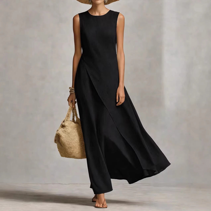 Chic Asymmetrical Sleeveless Maxi Dress