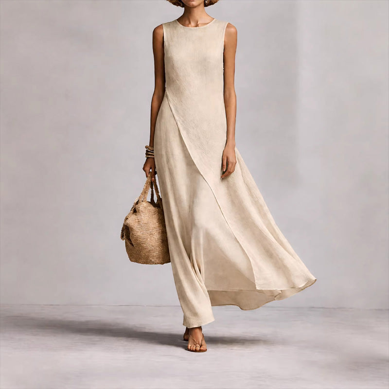 Chic Asymmetrical Sleeveless Maxi Dress