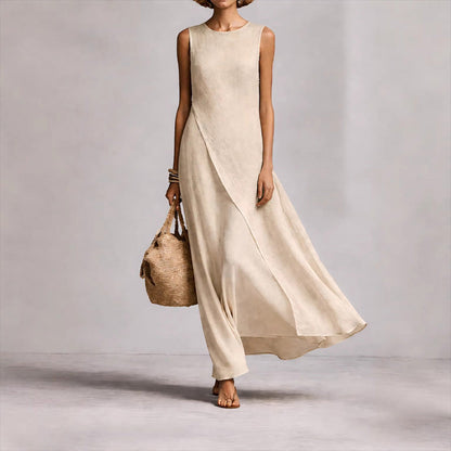 Chic Asymmetrical Sleeveless Maxi Dress