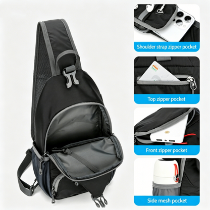 🎒 LIMITED-TIME 50% OFF! ✨ Unisex Outdoor Sling Bag – Multi-Pocket, Water-Resistant, Breathable Back 🌦️