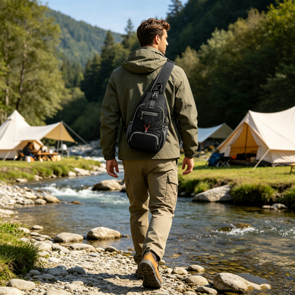 🎒 LIMITED-TIME 50% OFF! ✨ Unisex Outdoor Sling Bag – Multi-Pocket, Water-Resistant, Breathable Back 🌦️