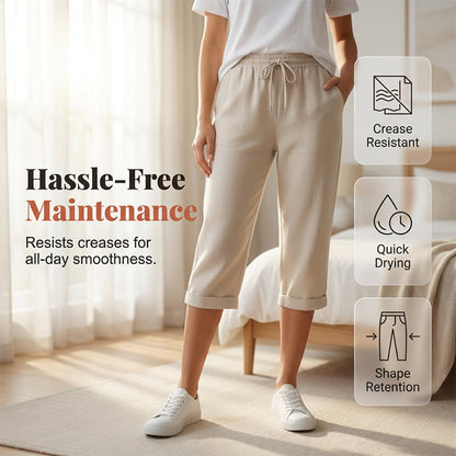 👖 LIMITED-TIME 50% OFF! ✨ Women's Cotton Linen Capris – Loose, Cropped, Rolled Cuff, Pockets 🌿