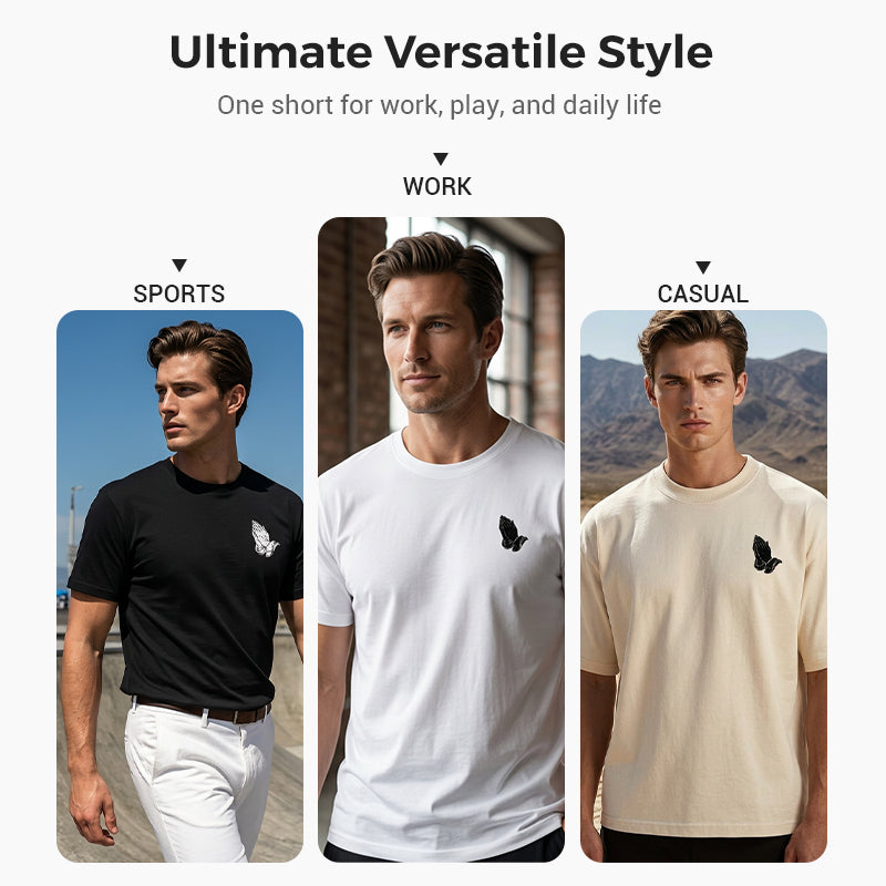 🎁2026 New Arrivals 50% OFF💥Men's Praying Hands Graphic Tee – Cotton, Casual, Symbolic, Versatile ✨