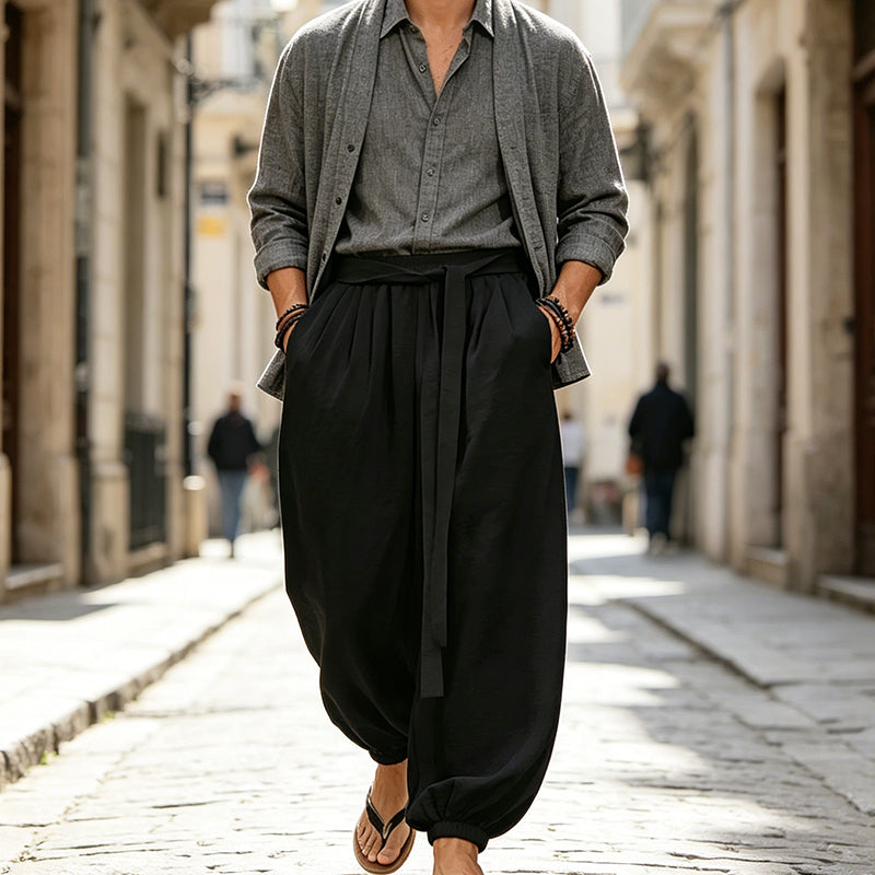 👖 LIMITED-TIME 50% OFF! ✨ Men's Harem Pants – Loose Fit, Elastic Ankles, Tie-Waist, Cotton Blend 🧘‍♂️