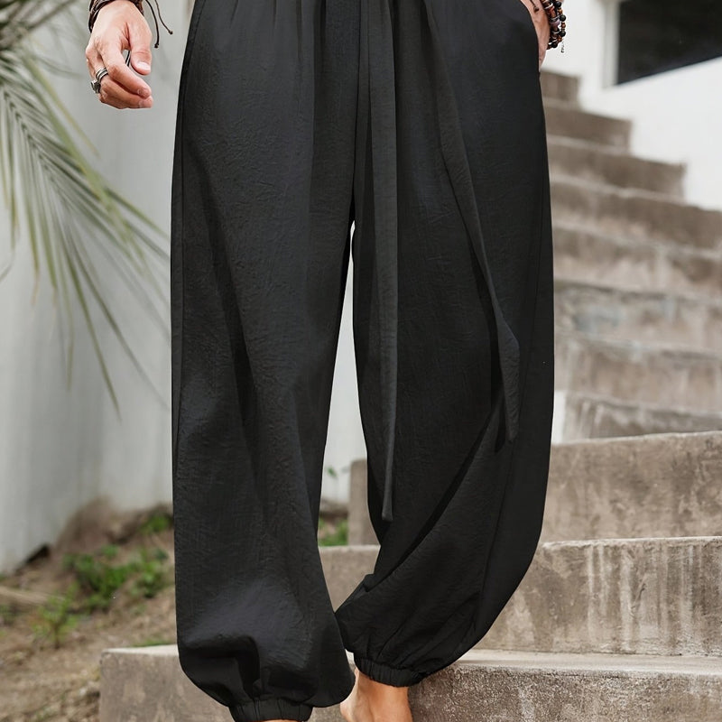 👖 LIMITED-TIME 50% OFF! ✨ Men's Harem Pants – Loose Fit, Elastic Ankles, Tie-Waist, Cotton Blend 🧘‍♂️