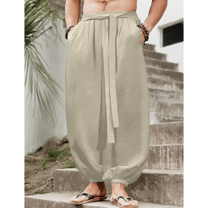 👖 LIMITED-TIME 50% OFF! ✨ Men's Harem Pants – Loose Fit, Elastic Ankles, Tie-Waist, Cotton Blend 🧘‍♂️