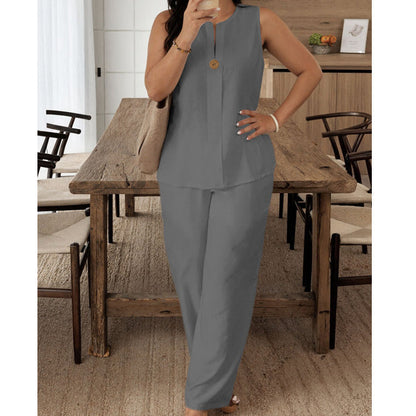 Minimalist Sleeveless Top & Wide-Leg Pants
