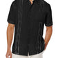 Men's short-sleeved linen shirt, Cuban-style, for the beach, with a pocket