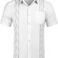 Men's short-sleeved linen shirt, Cuban-style, for the beach, with a pocket