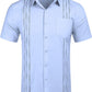 Men's short-sleeved linen shirt, Cuban-style, for the beach, with a pocket
