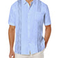 Men's short-sleeved linen shirt, Cuban-style, for the beach, with a pocket