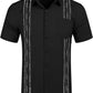 Men's short-sleeved linen shirt, Cuban-style, for the beach, with a pocket