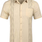 Men's short-sleeved linen shirt, Cuban-style, for the beach, with a pocket