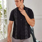 Men's short-sleeved linen shirt, Cuban-style, for the beach, with a pocket