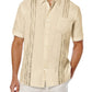 Men's short-sleeved linen shirt, Cuban-style, for the beach, with a pocket