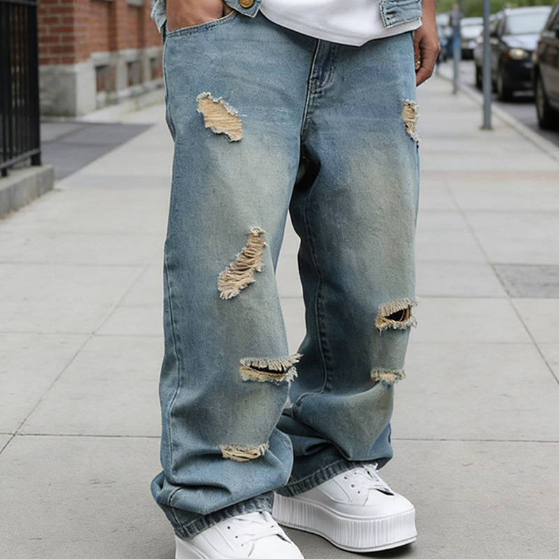 ⏰🔥LIMITED TIME 50% OFF! 👖 Men’s Ripped Straight-Leg Oversize Jeans – Trendy, Comfortable & Street-Style Ready ✨🕶️