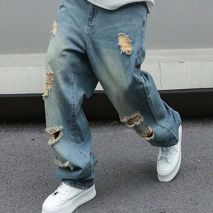 ⏰🔥LIMITED TIME 50% OFF! 👖 Men’s Ripped Straight-Leg Oversize Jeans – Trendy, Comfortable & Street-Style Ready ✨🕶️