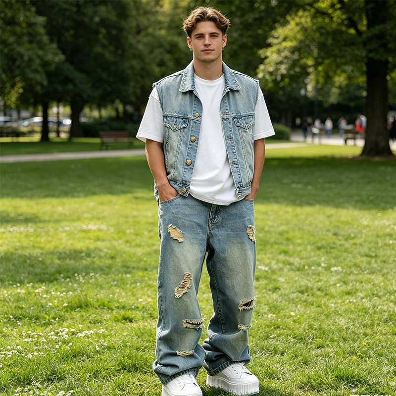 ⏰🔥LIMITED TIME 50% OFF! 👖 Men’s Ripped Straight-Leg Oversize Jeans – Trendy, Comfortable & Street-Style Ready ✨🕶️