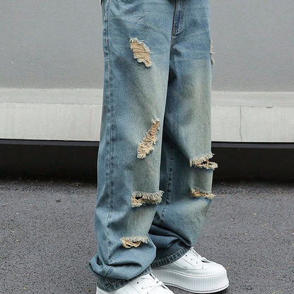 ⏰🔥LIMITED TIME 50% OFF! 👖 Men’s Ripped Straight-Leg Oversize Jeans – Trendy, Comfortable & Street-Style Ready ✨🕶️