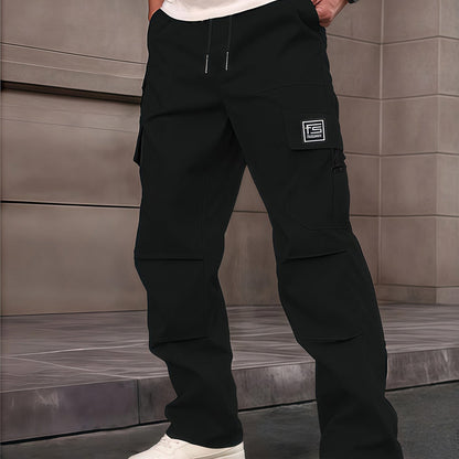 Multi-Pocket Straight-Leg Cargo Pants for Men