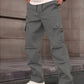 Multi-Pocket Straight-Leg Cargo Pants for Men