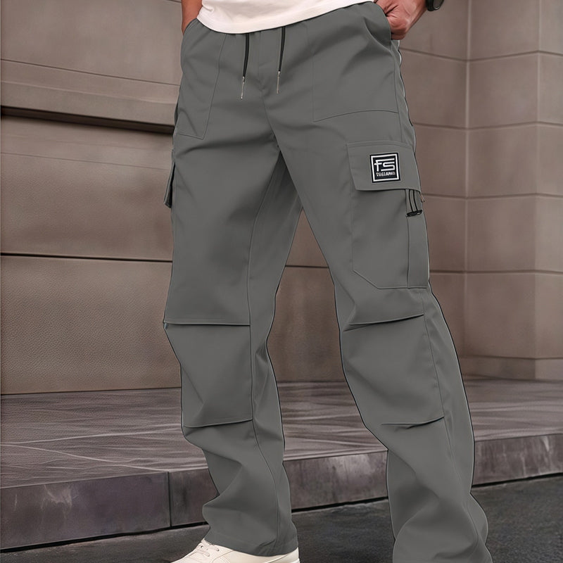 Multi-Pocket Straight-Leg Cargo Pants for Men