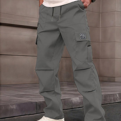 Multi-Pocket Straight-Leg Cargo Pants for Men