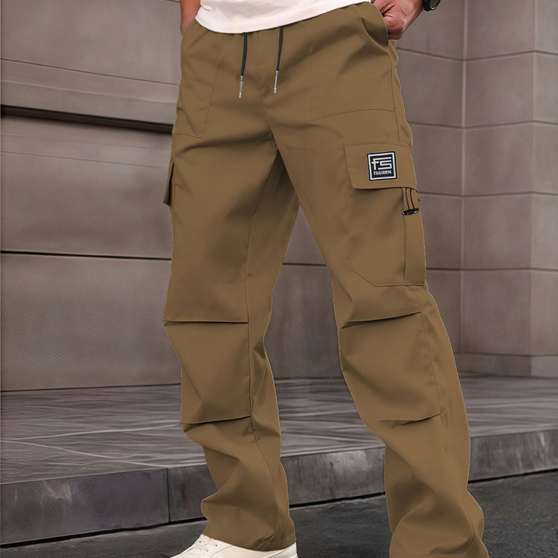 Multi-Pocket Straight-Leg Cargo Pants for Men