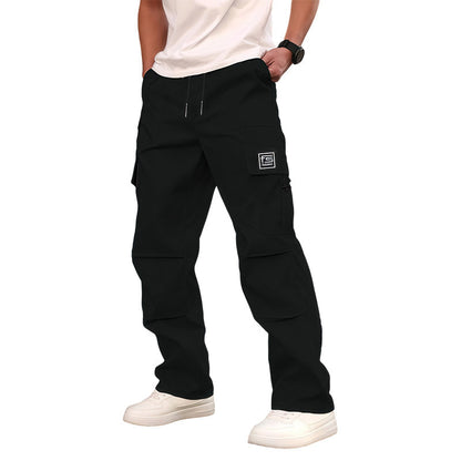 Multi-Pocket Straight-Leg Cargo Pants for Men