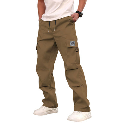 Multi-Pocket Straight-Leg Cargo Pants for Men