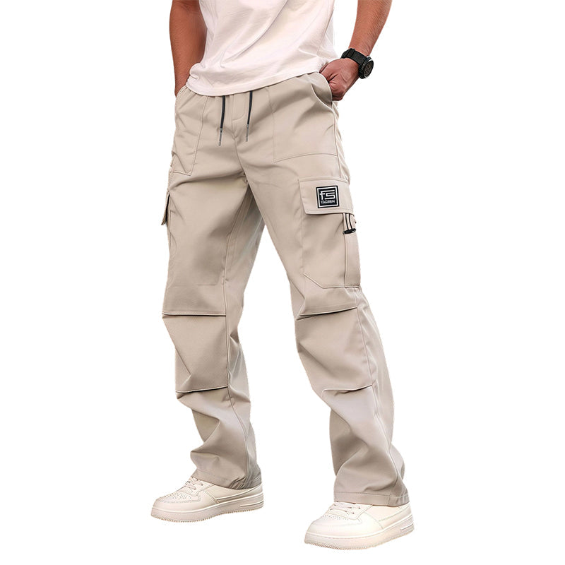Multi-Pocket Straight-Leg Cargo Pants for Men