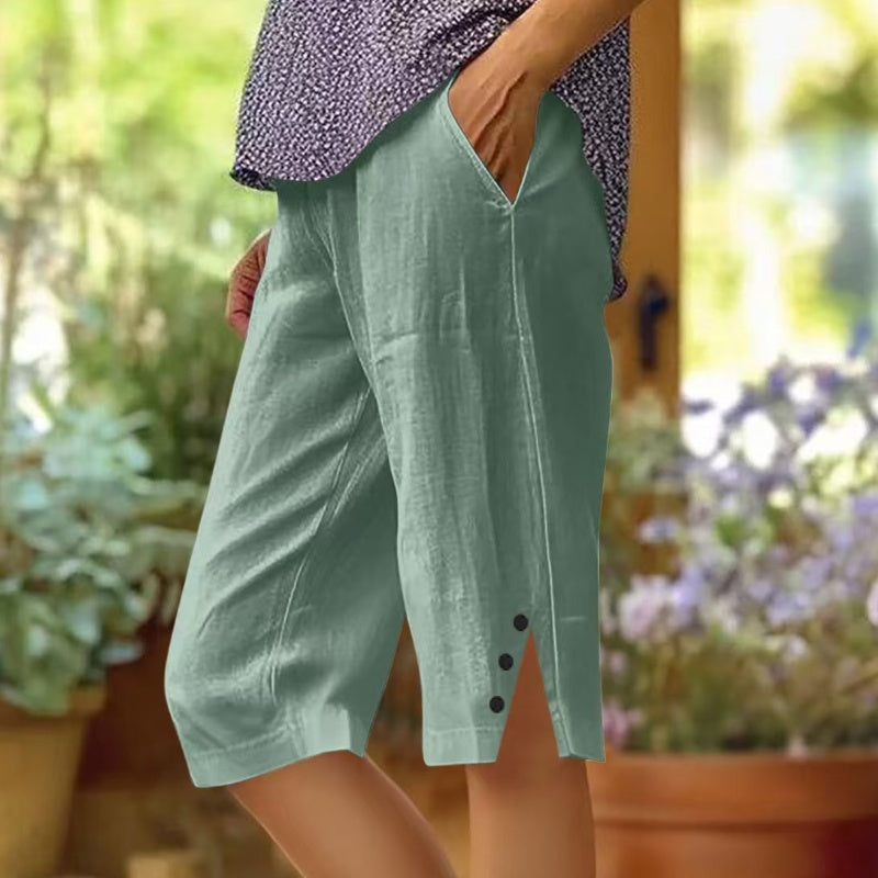 📢Limited-time 50% discount!👖Women's Casual Solid Color Pocket Capri Pants