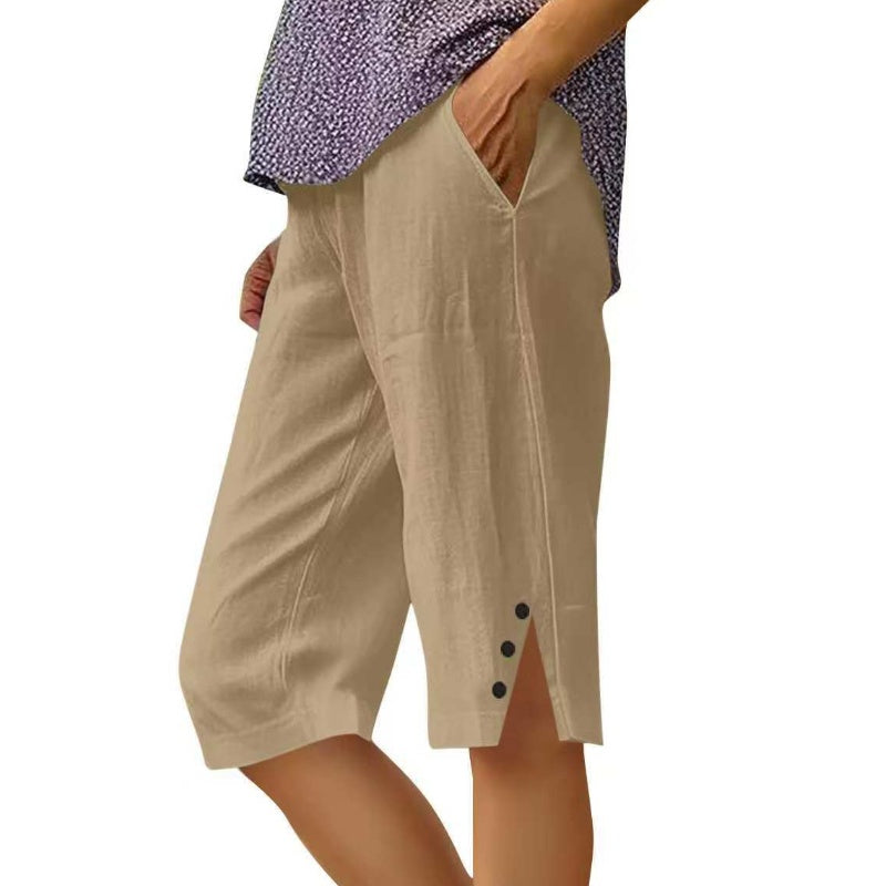 📢Limited-time 50% discount!👖Women's Casual Solid Color Pocket Capri Pants