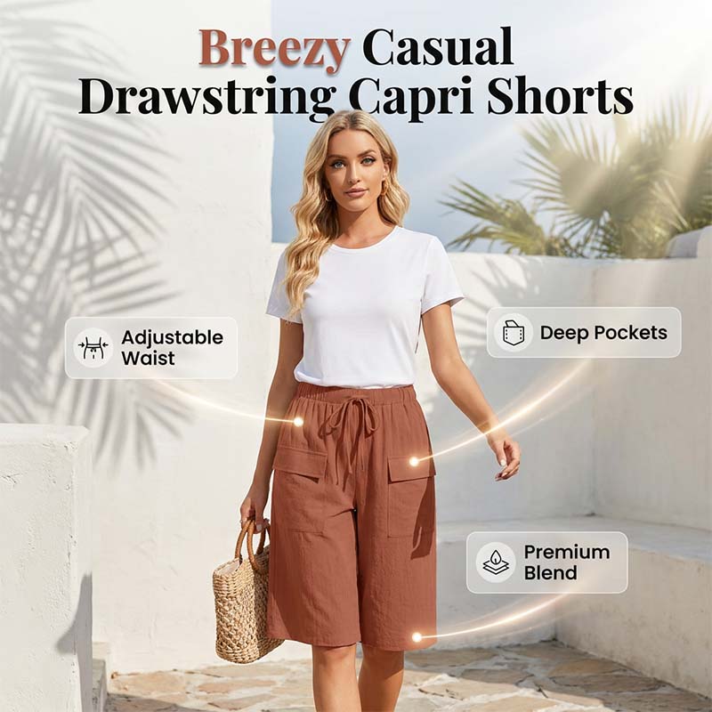 Women's Casual Drawstring Capri Shorts