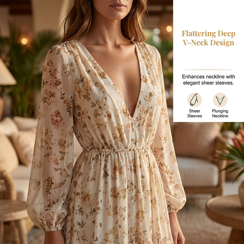 Women's Floral V-Neck High-Low Dress