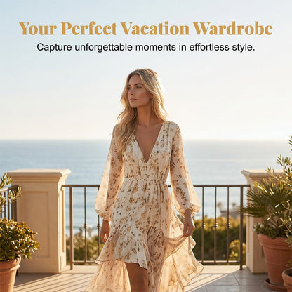 Women's Floral V-Neck High-Low Dress