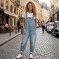 Women's Casual Baggy Denim Overalls with Pockets