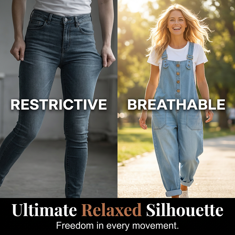 Women's Casual Baggy Denim Overalls with Pockets