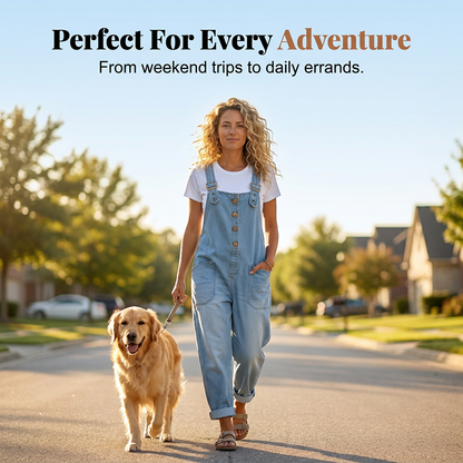Women's Casual Baggy Denim Overalls with Pockets