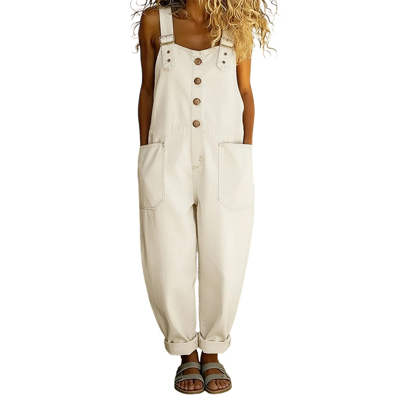 Women's Casual Baggy Denim Overalls with Pockets