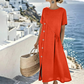Women's Casual Midi Dress with Irregular Buttons