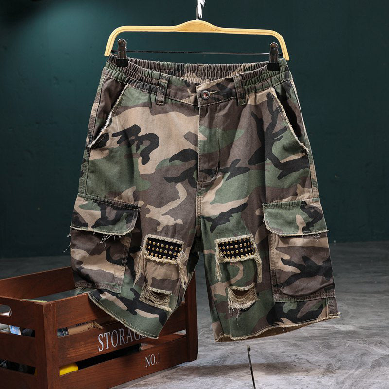 📢📢30% OFF !! ⏰Men's Studded Camo Cargo Shorts