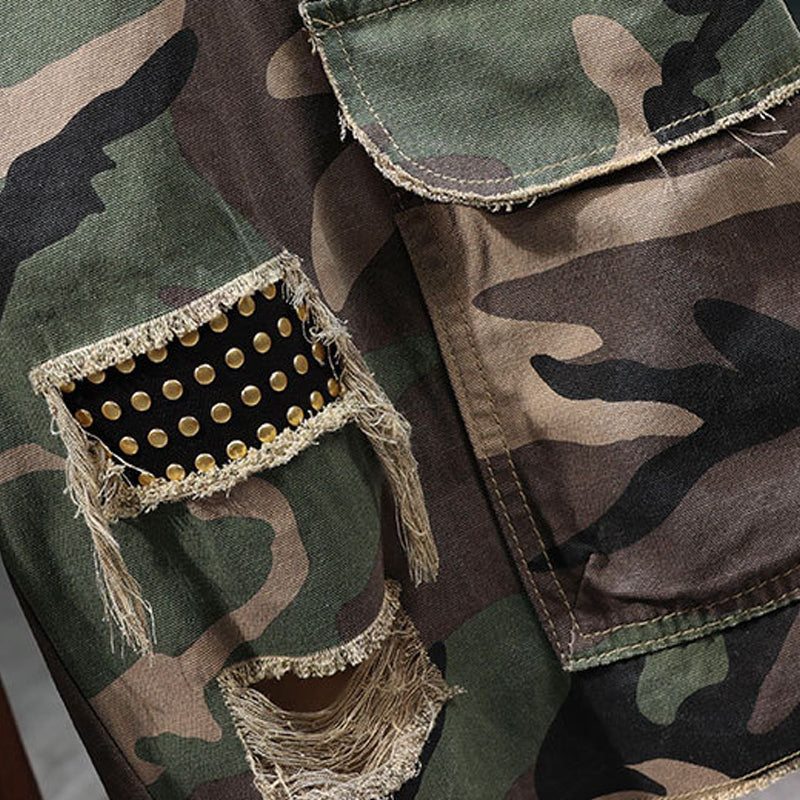 📢📢30% OFF !! ⏰Men's Studded Camo Cargo Shorts